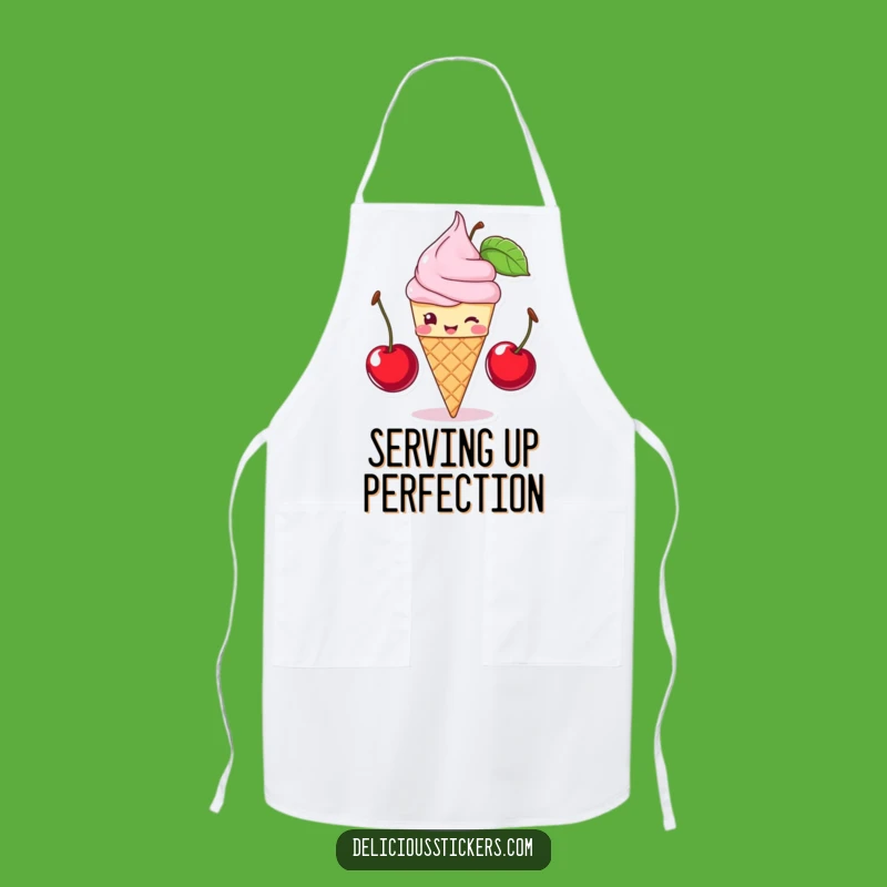 Funny Ice Cream Cone Apron - Sweet Cherry Balance Design for Kitchens