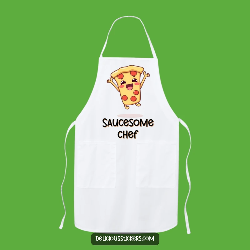 Funny Pizza Slice Jumping Apron: Cook with Joyful Cartoon Pizza Energy