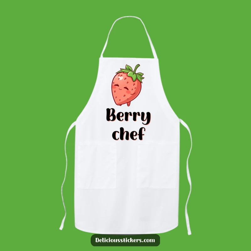 Funny Strawberry Hat Wink Apron: Practical Fruit Character, Humorous Kitchen Wear