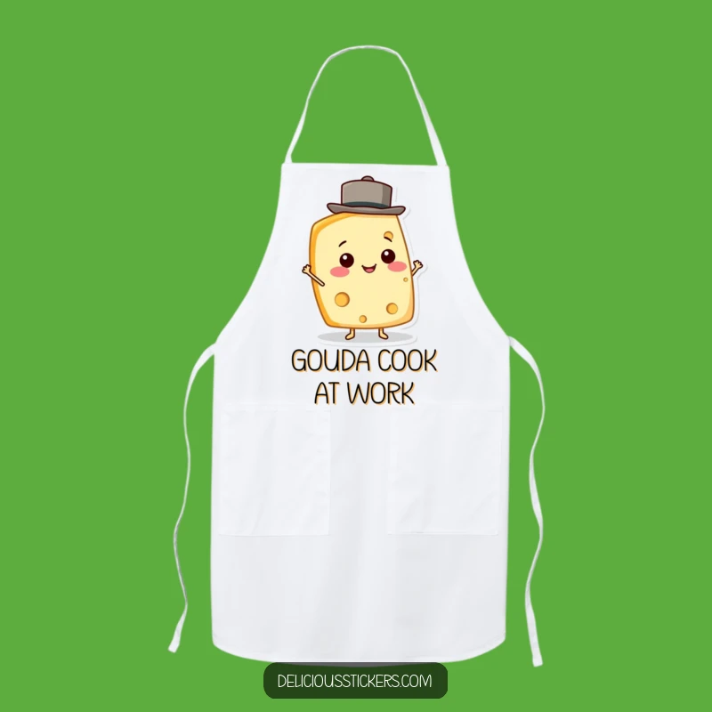 Funny Cheese Wedge Apron - Chef Smiling Character, Perfect Funny Kitchen Gift!