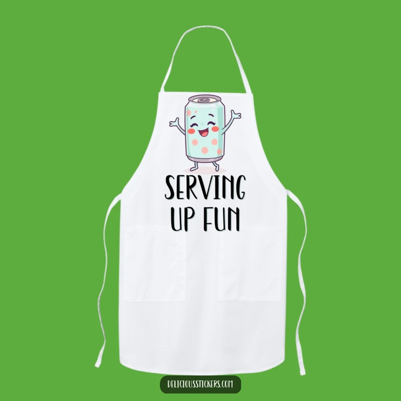 Funny Soda Can Apron - Dancing Chef Character, Perfect Funny Kitchen Gift!