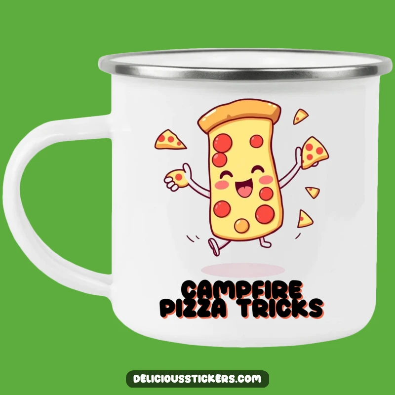 Funny Pizza Juggling Camping Mug: Adventure Fuelled by Laughs Gift