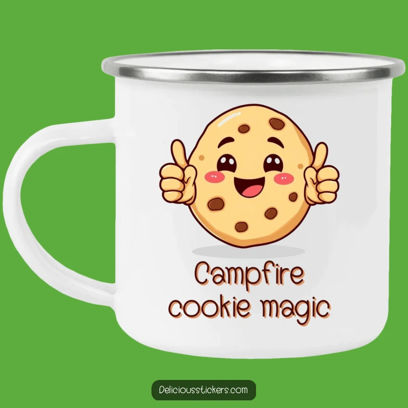 Funny Cookie Camping Mug - Happy Character, Great Funny Outdoor Gift!