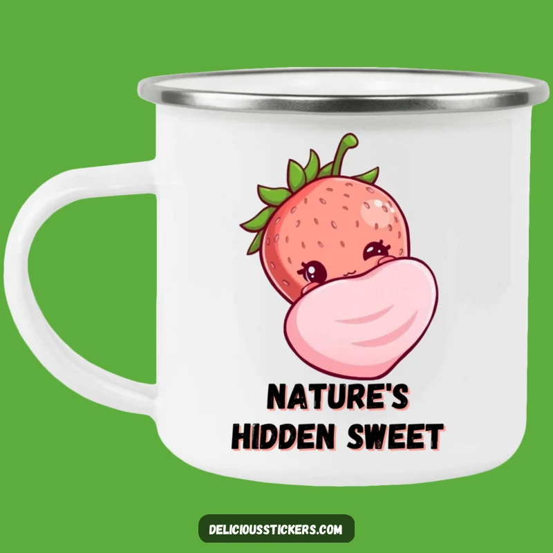 Funny Shy Strawberry Camping Mug - Cute & Sweet Outdoor Gift