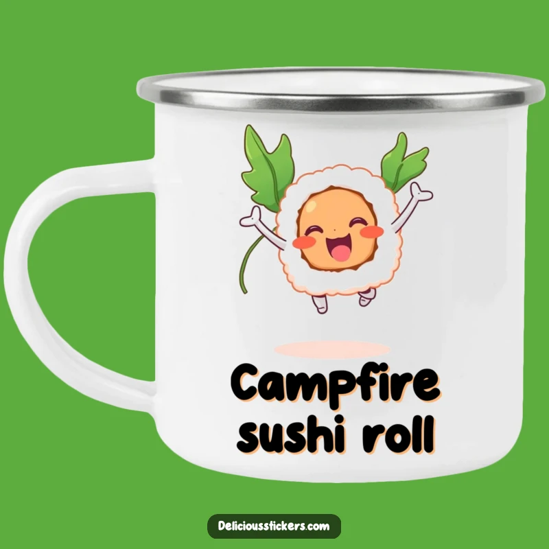 Funny Sushi Flyer Camping Mug: Your Adventure Buddy for Coffee and Sushi Dreams!