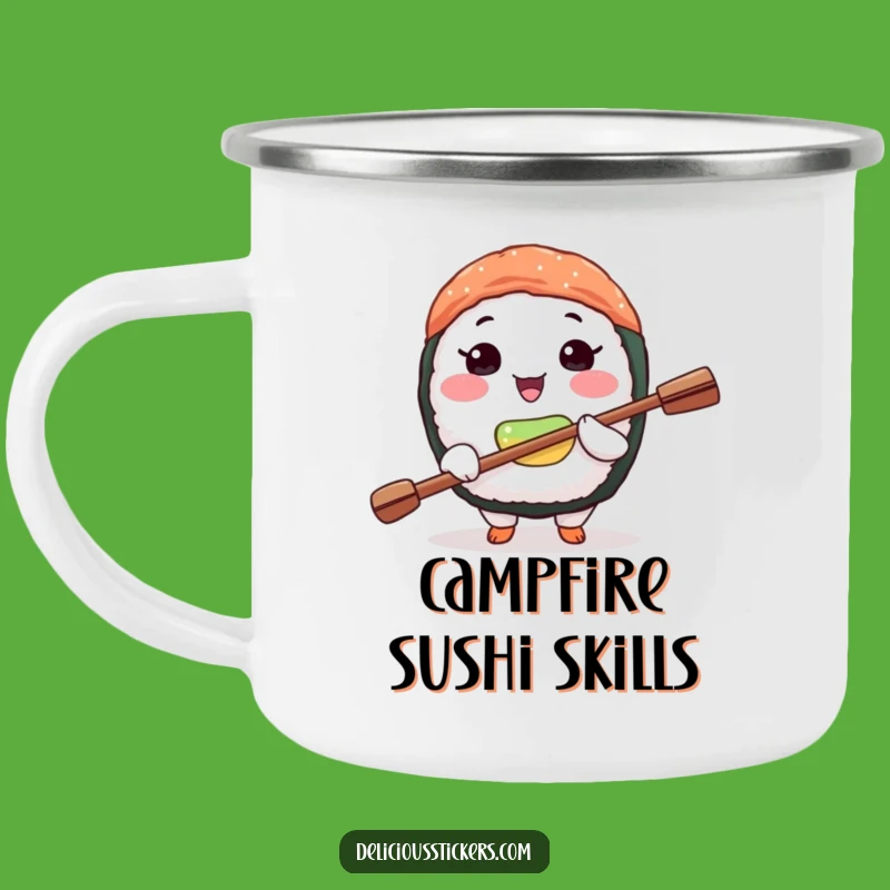 Funny Sushi Wanderer Mug: Balanced Camp Mug for Adventures, Perfect Outdoor Gift