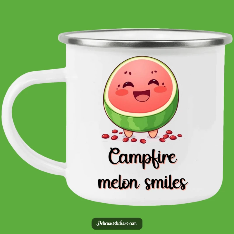 Funny Watermelon Grin Camping Mug: Summer Adventures & Smiles Gift
