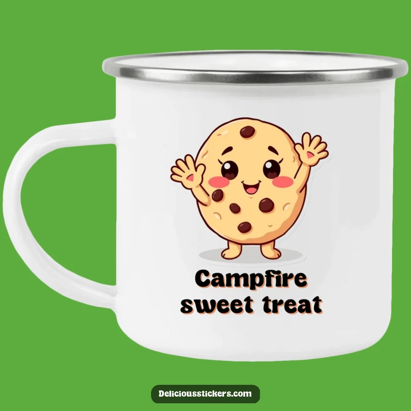 Funny Waving Cookie Camping Mug: Enjoy Sweet Moments with Friendly Charm