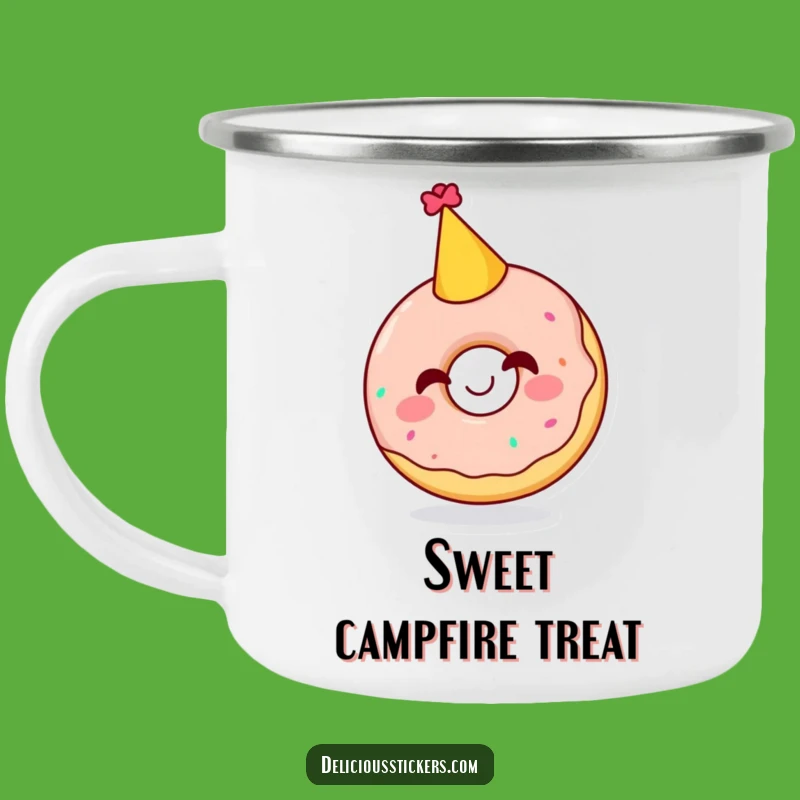 Funny Giggling Doughnut Party Hat Camping Mug - Sweet Sips on the Go!
