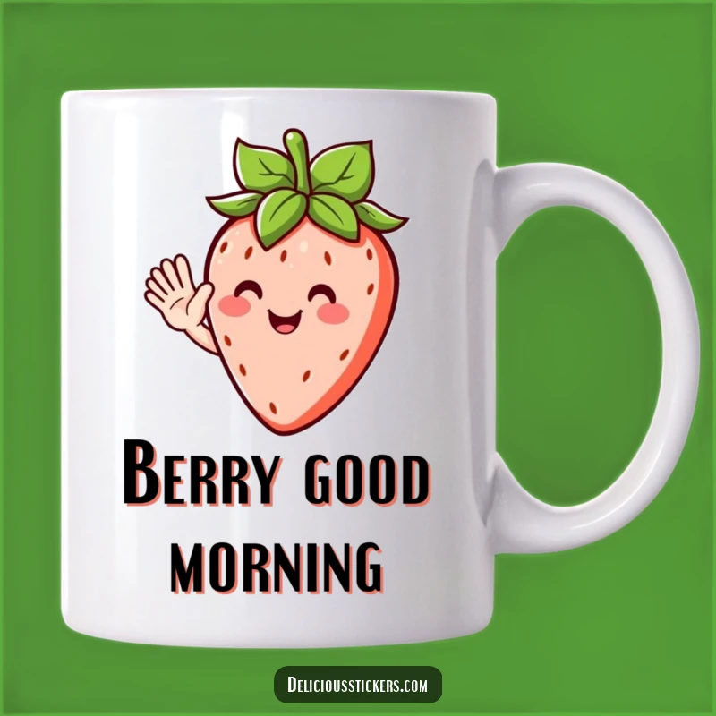 Funny Strawberry Wave Mug - Cheerful Fruit Character Gift for Berry Lovers