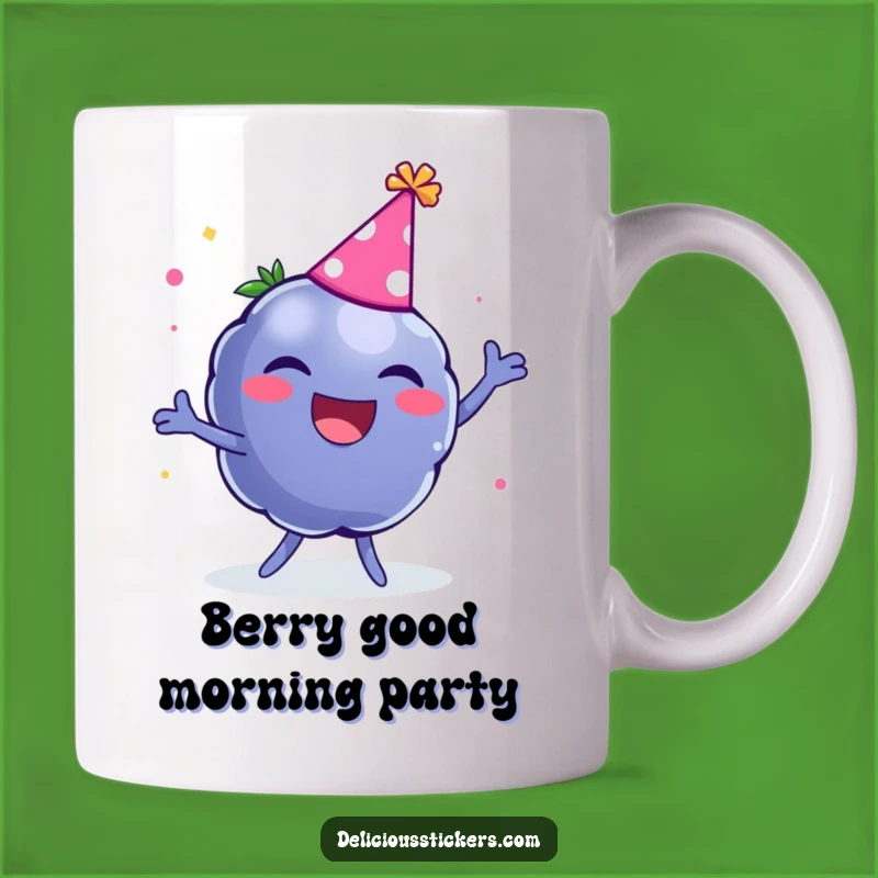 Funny Blueberry Party Mug: Hilarious Dancing Fruit for Joyful Mornings