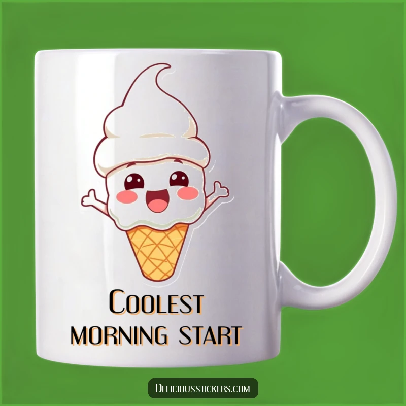 Funny Excited Ice Cream Mug: Cone Hat Fun - Perfect Cool Gift!