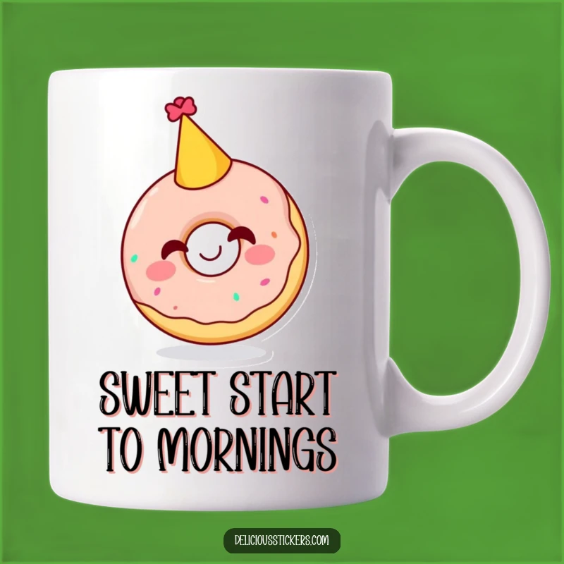 Funny Giggling Doughnut Party Hat Mug - Joyful Treat Gift for Sweet Lovers!
