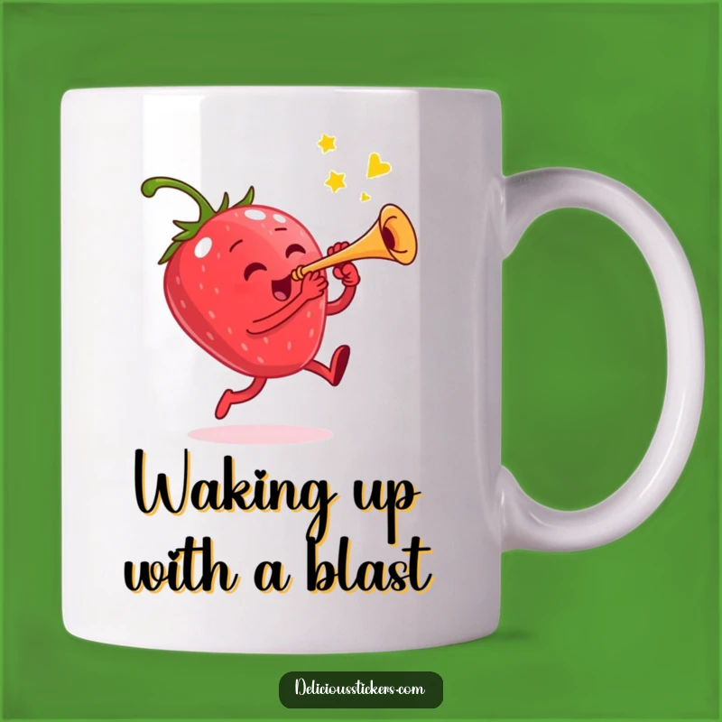 Funny Strawberry Trumpet Mug: Wake Up Your Day with Musical Fruit Fun