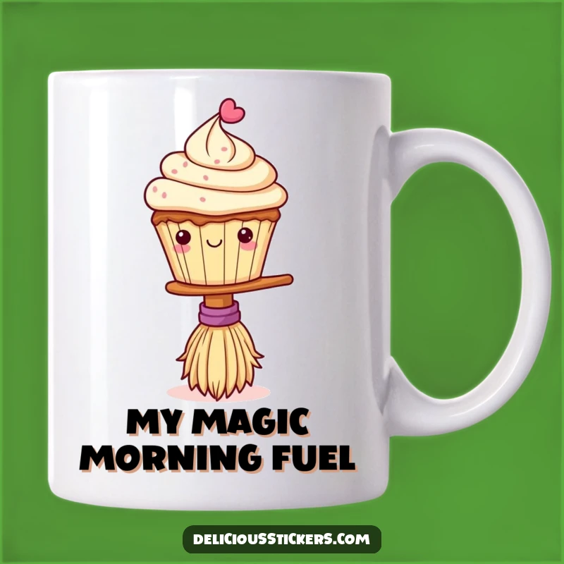 Funny Cupcake Broom Balance Mug - Whimsical Baking Humor Gift for Her