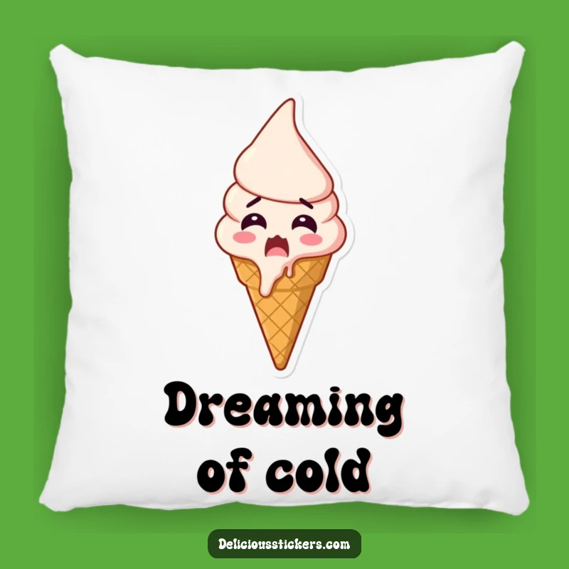 Cozy Funny Shocked Ice Cream Pillow: Soft Cushion with a Melting Cone