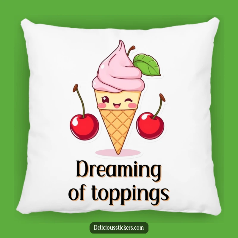 Funny Ice Cream Cone Pillow - Cozy Cherry Balance Cushion for Comfort