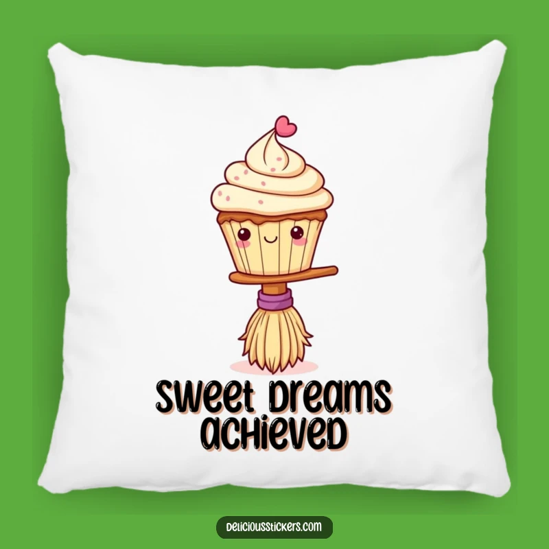 Funny Cupcake Broom Balance Pillow - Cozy Whimsical Decor Accent