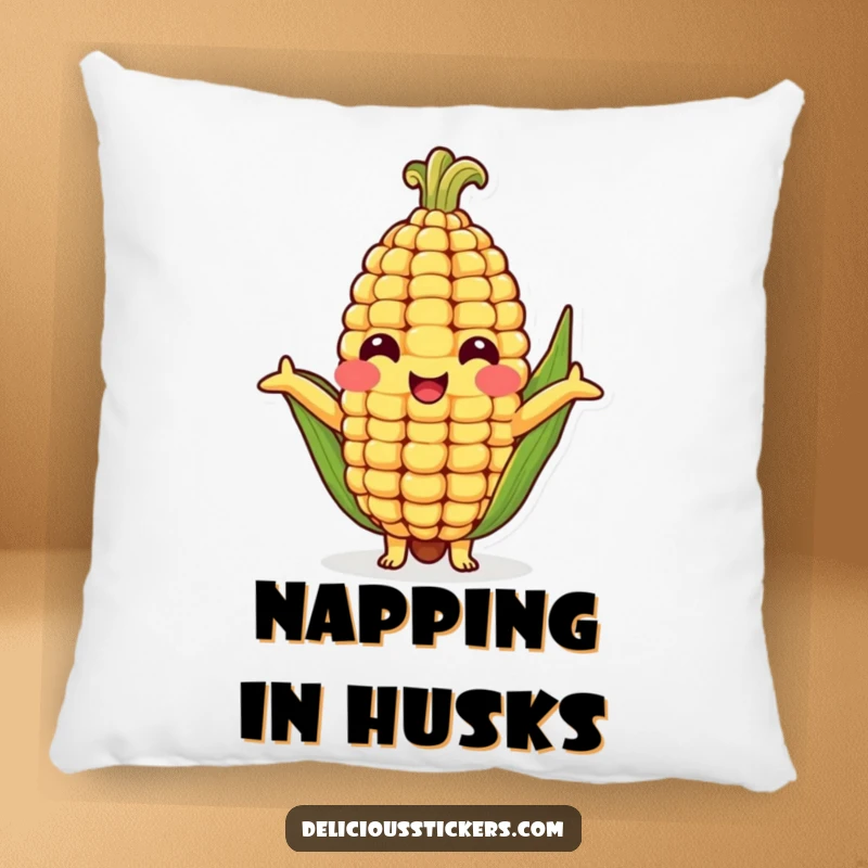 Funny pillow featuring a plush corn cob character with arms open, offering a soft, humorous embrace and cheerful decoration.