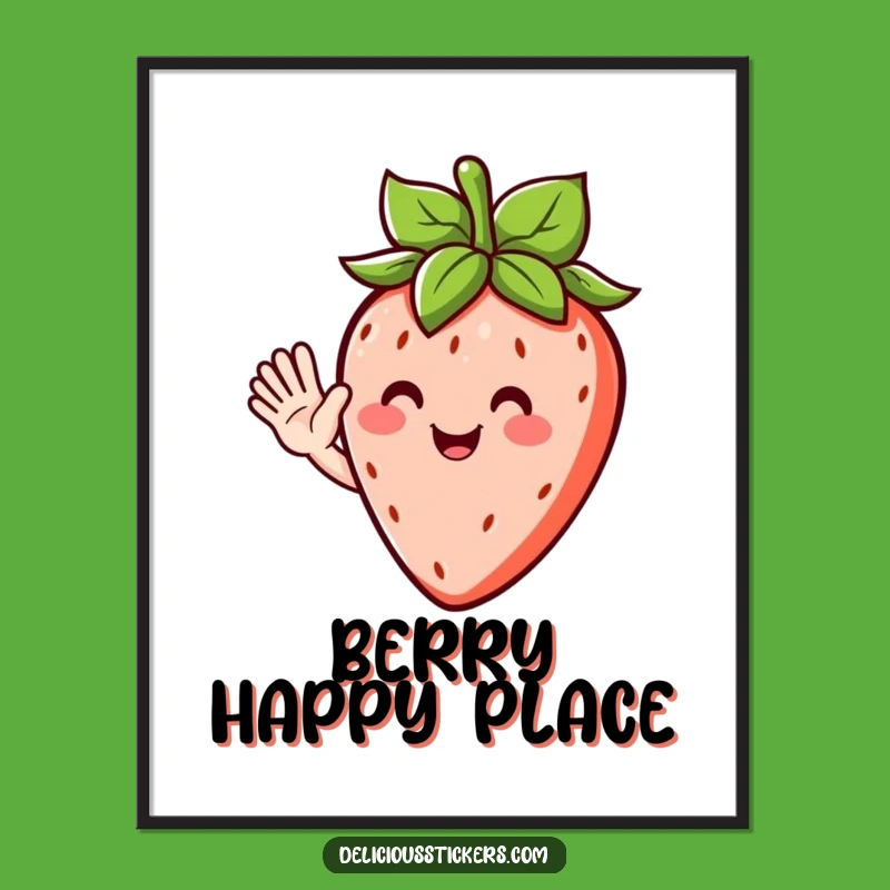 Funny Strawberry Wave Digital Art - Cheerful Fruit Character for Instant Sunshine