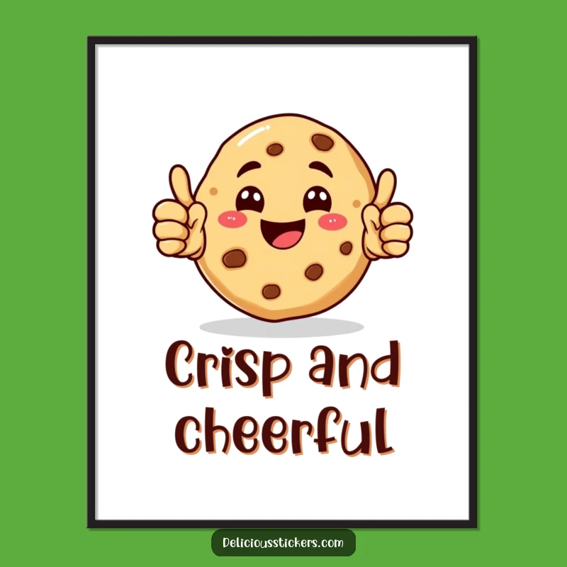 Funny Cookie Digital Art - Happy Character Print, Instant Funny Gift!