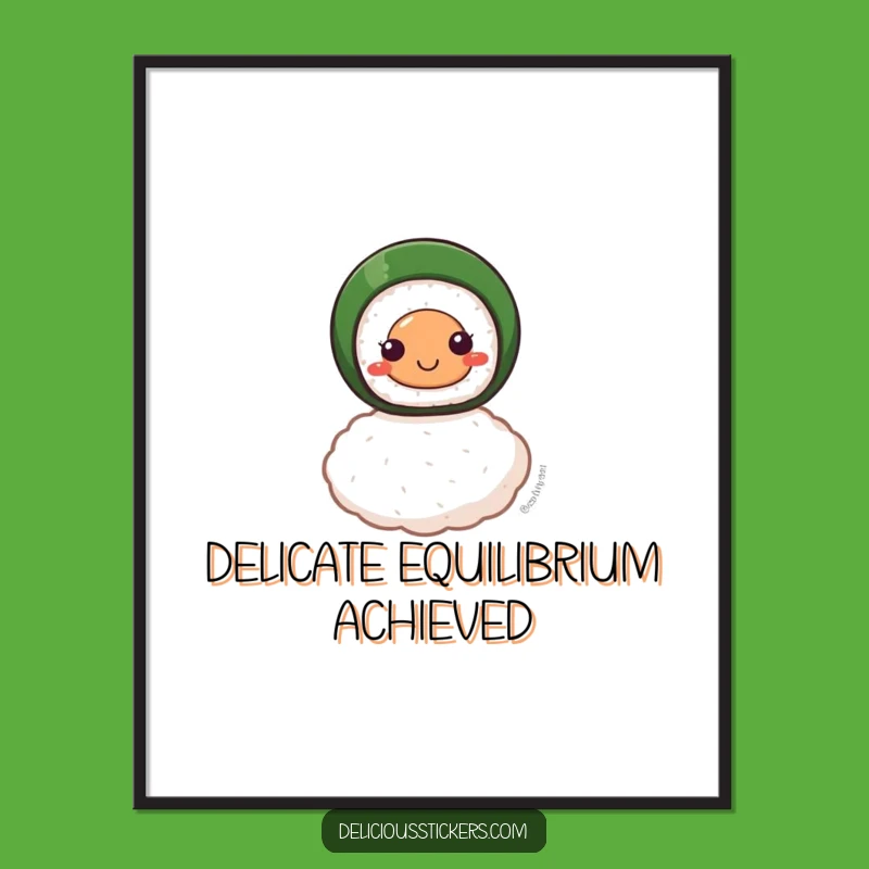 Funny Smiling Sushi Roll Digital Art: Instantly Add Delicious Balance to Your Walls