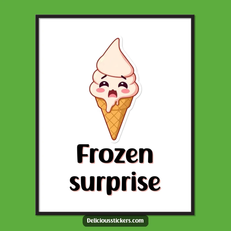 Funny Shocked Ice Cream Digital Print: Instant Download of Melting Fun Art