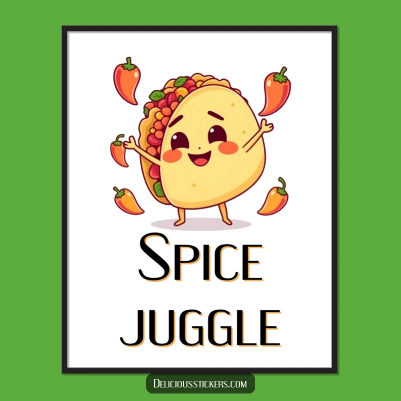 Funny Taco Juggling Digital Art: Spicy Character, Instant Humorous Wall Decor