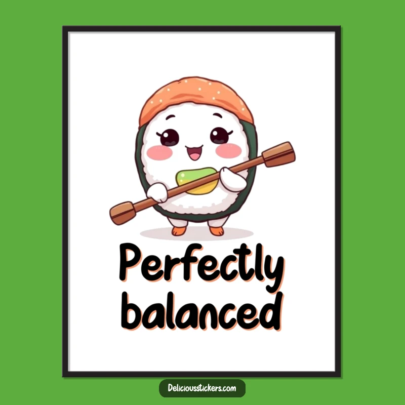 Funny Sushi Balance Digital Print: Hilarious Food Art, Instant Download Gift