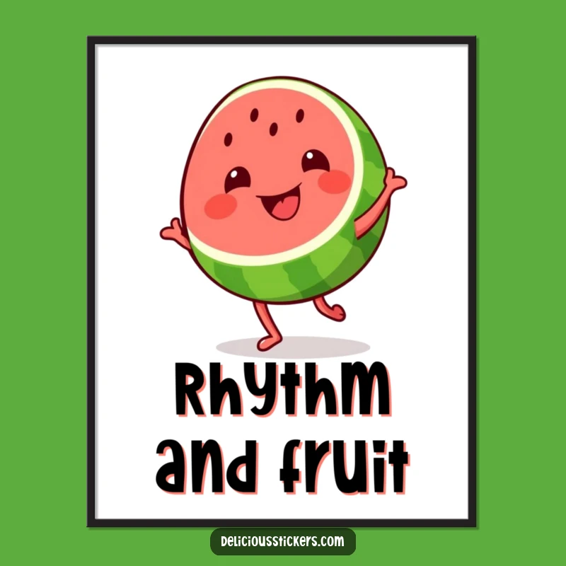 Funny Watermelon Dance Digital Print: Instant Download of Grooving Fruit Art
