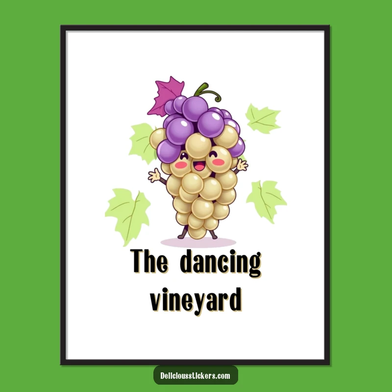 Funny Grape Bunch Dance Digital Art: Instant Hilarious Decor for Your Walls!