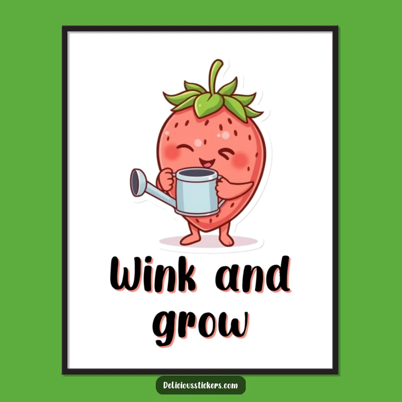 Funny Strawberry Gardener Digital Art Print: Instant Download for Playful Wall Decor!