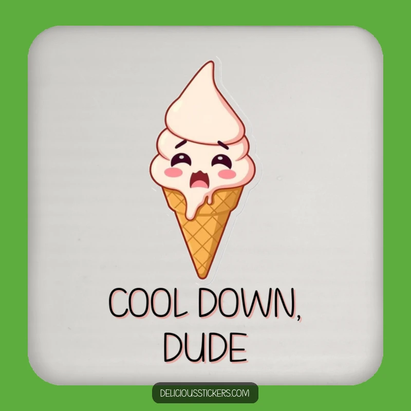 Funny Shocked Ice Cream Drink Coaster: Protect Surfaces with Melting Fun