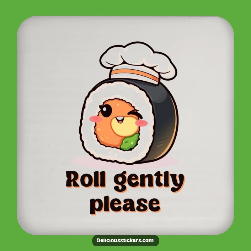 Funny Sushi Chef Hat Wink Coaster: Protect Surfaces with Culinary Charm