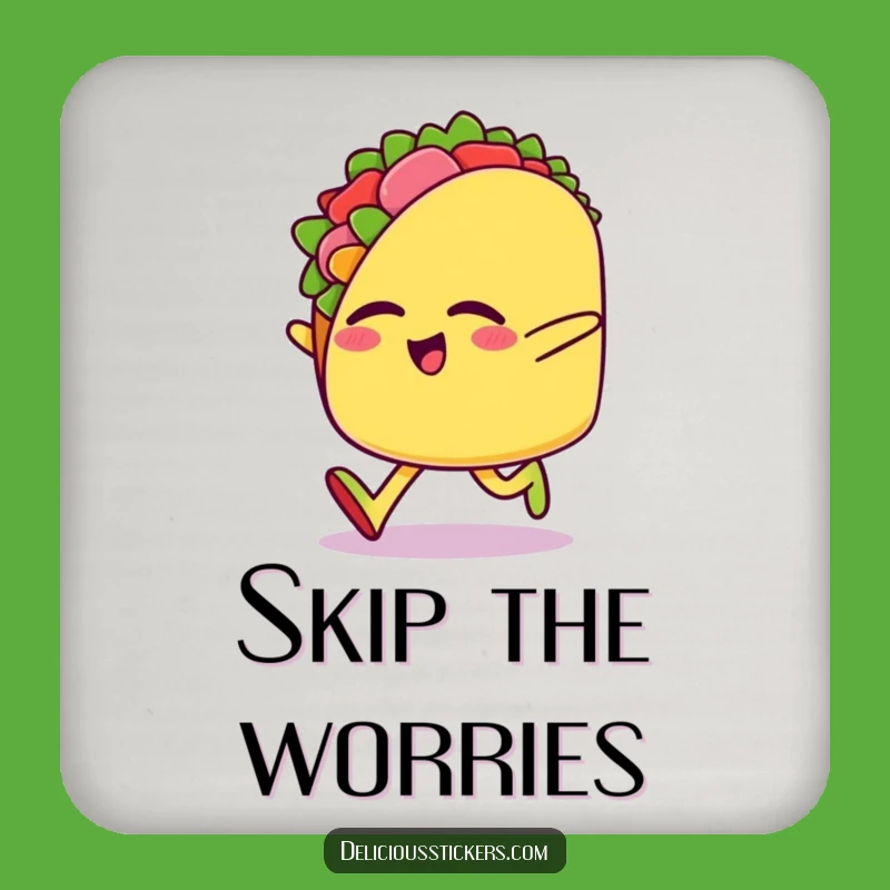 Funny Taco Skip Drink Coaster: Protect Surfaces with Hilarious Food Character Art