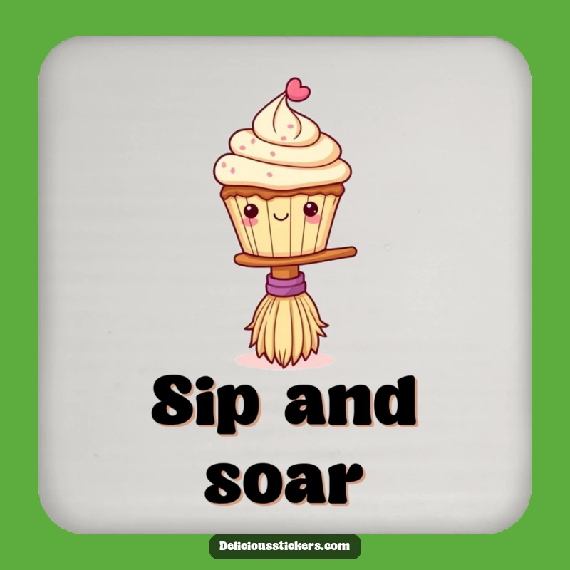 Funny Cupcake Broom Balance Coaster - Whimsical Tabletop Humor