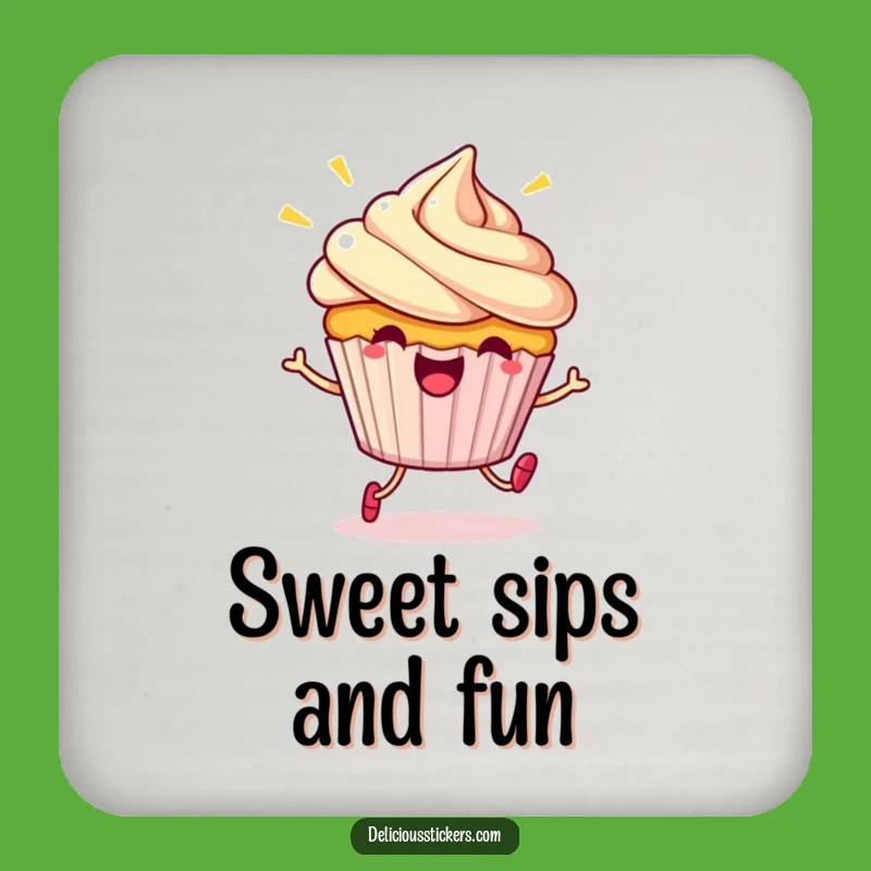 Funny Cupcake Hop Coaster: Beaming Character Jumps, Table Gift!