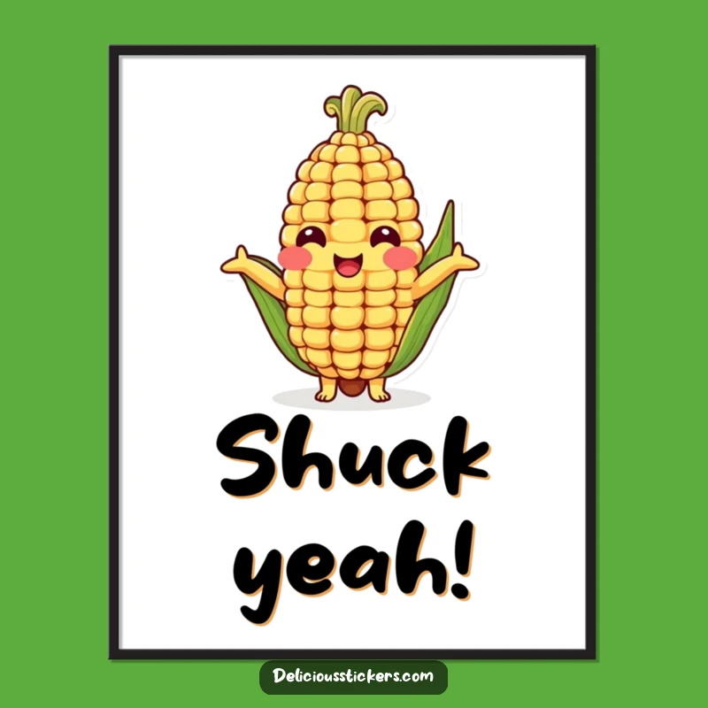 Funny Corn Cob Hug Poster - Adorable Veggie Character Art for a Cheerful Room