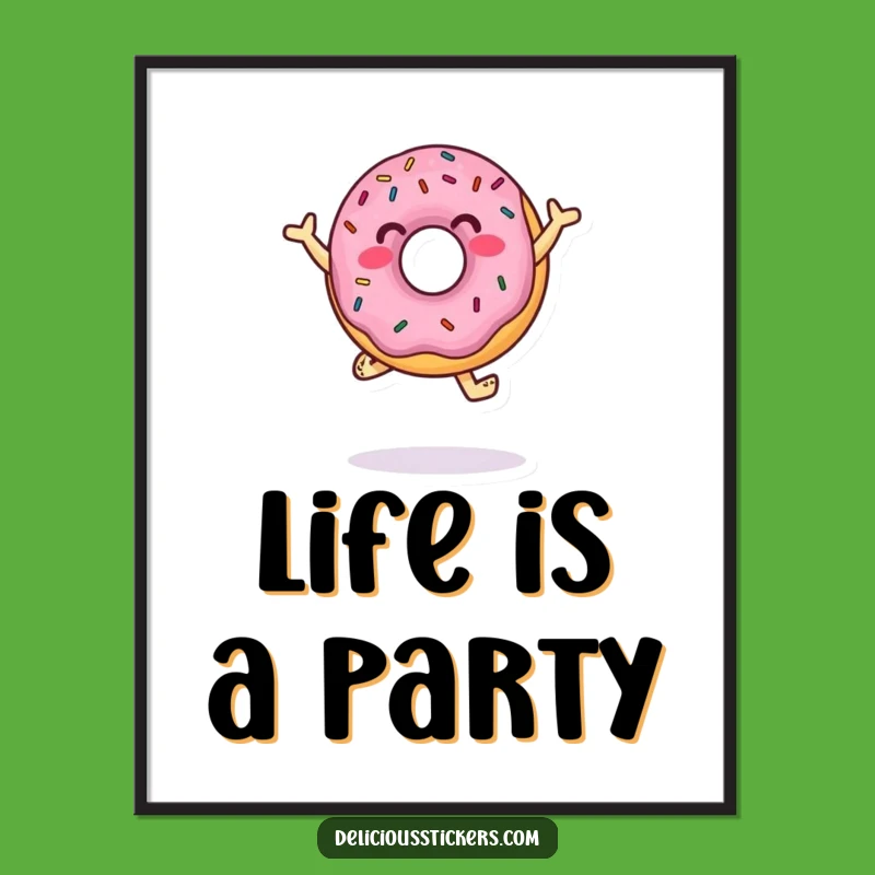 Funny Donut Poster: Sprinkle Dance Art Print - Joyful Wall Decor!