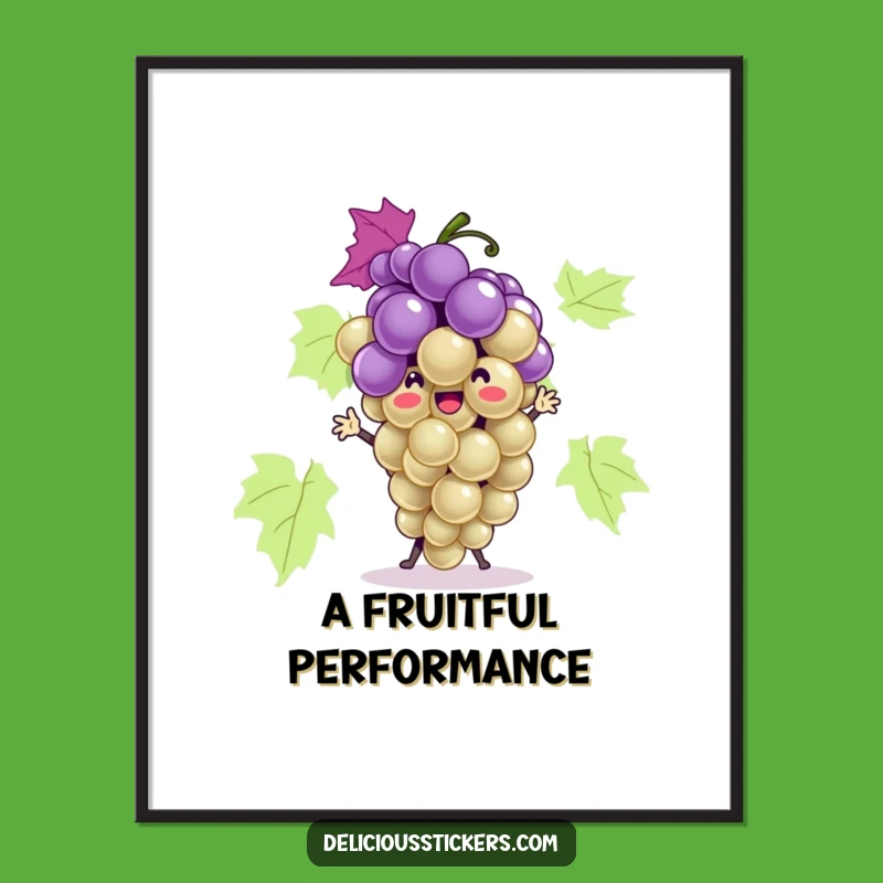 Funny Grape Bunch Dance Poster: Decorate Your Walls with Hilarious Fruit Art!