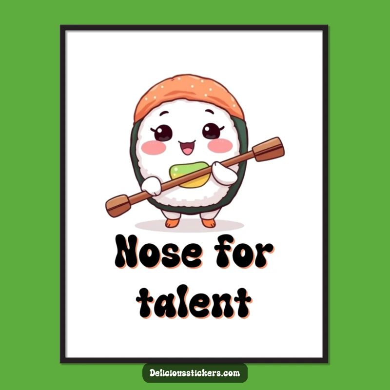 Funny Sushi Art Poster: Hilarious Balanced Food Decor, Perfect Wall Gift