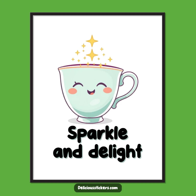 Funny Teacup Poster - Winking Sparkle Art, Perfect Funny Gift Poster!
