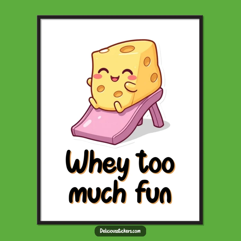 Funny Winking Cheese Poster - Hilarious Dairy Art, Quirky Gift Idea