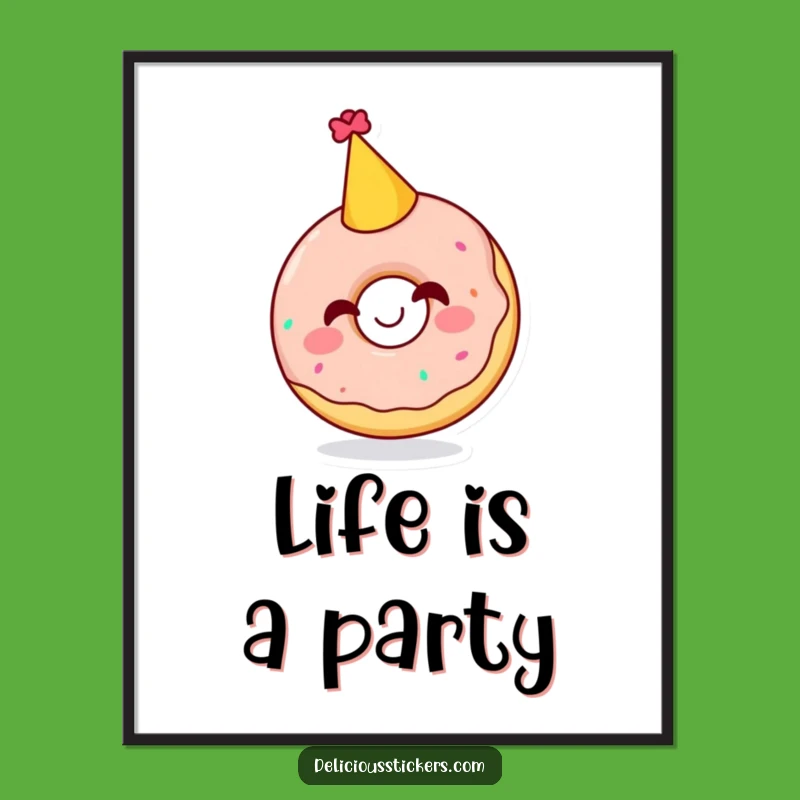Funny Giggling Doughnut Party Hat Poster - Celebrate Life with Sweet Art!