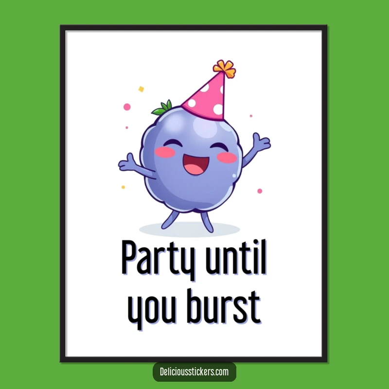 Funny Blueberry Poster: Vibrant Party Art for Joyful Spaces