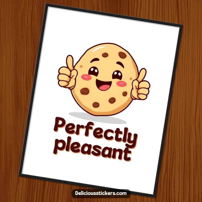 Funny Cookie Poster showcasing a happy cookie character giving a double thumbs up, radiating pure joy and positivity.
