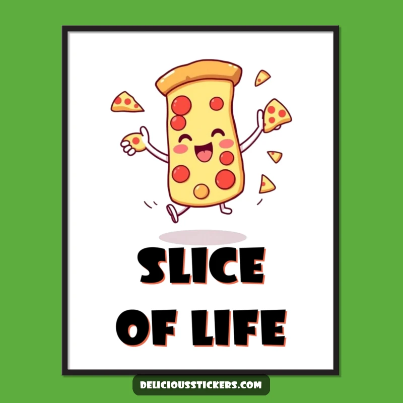 Funny Pizza Juggling Poster: Quirky Wall Art for Pizza Lovers Gift