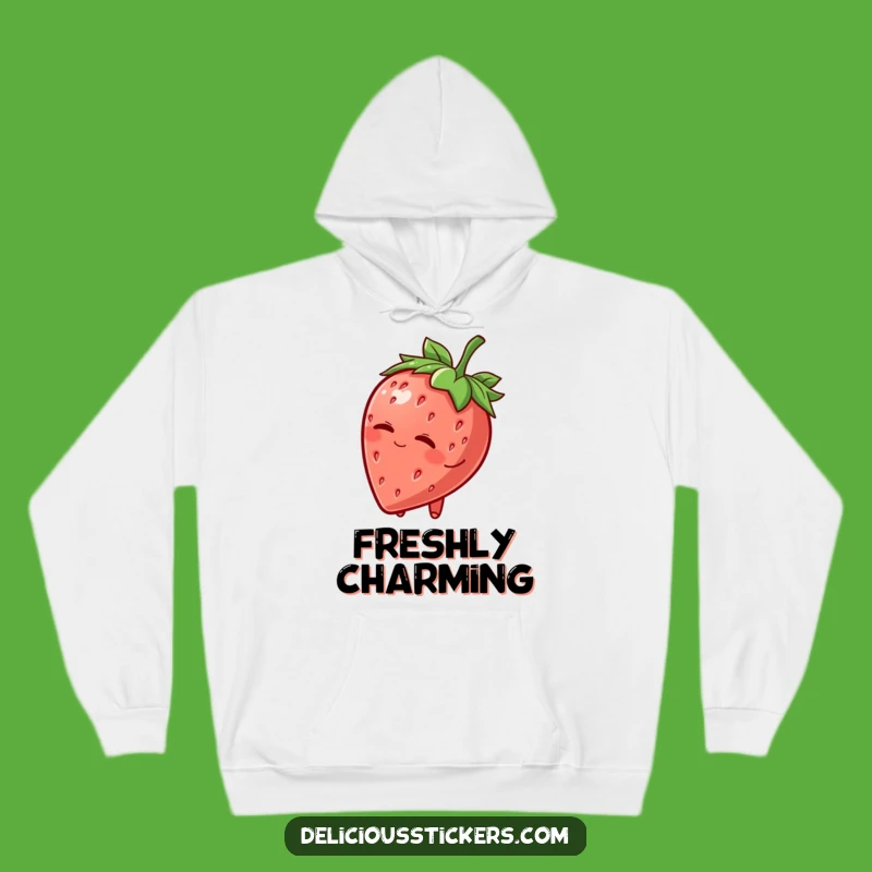 Funny Strawberry Hat Wink Hoodie: Cozy Fruit Character, Warm Humorous Apparel