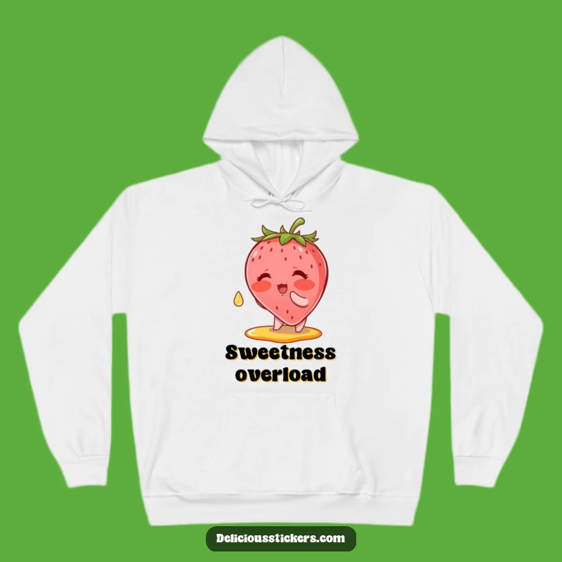 Funny Strawberry Syrup Hoodie: Blushing Berry Catches Drop, Cozy Gift!
