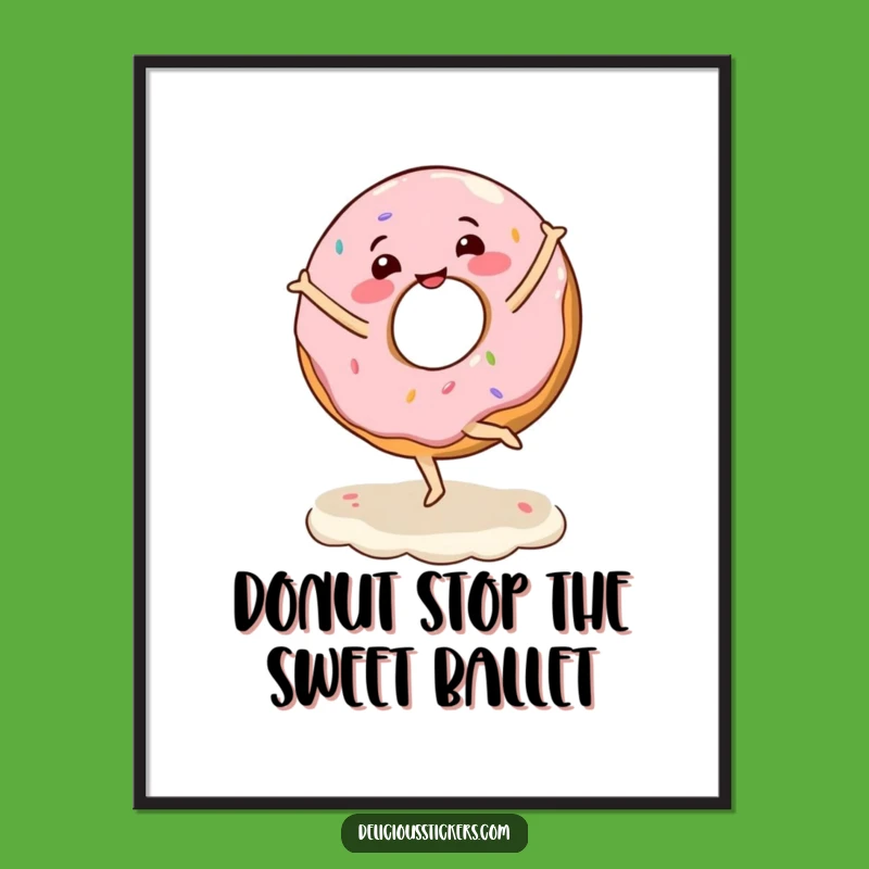 Funny Free Printable Wall Art: Joyful Donut Ballet, Whimsical Downloadable Decor